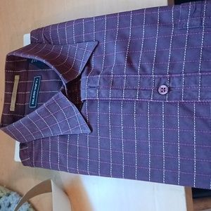 Island Soft LS L Textured Copper w Stripes  Button down dress shirt